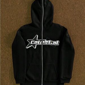 Black Celestial Hoodie with White Logo